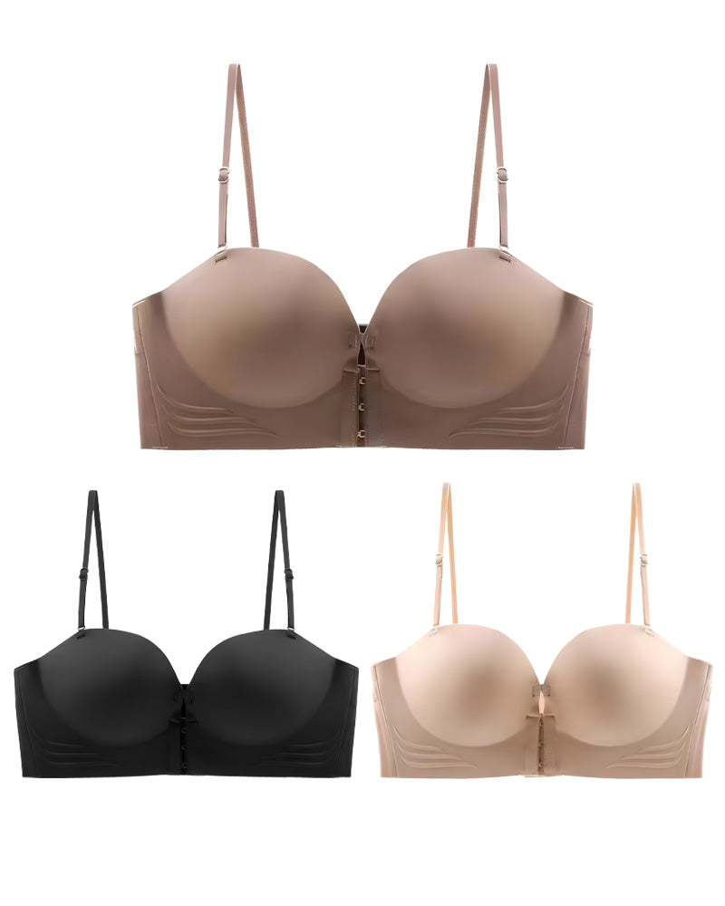 Pack-Women's Non-Slip Front Buckle Removable Shoulder Strap Bra