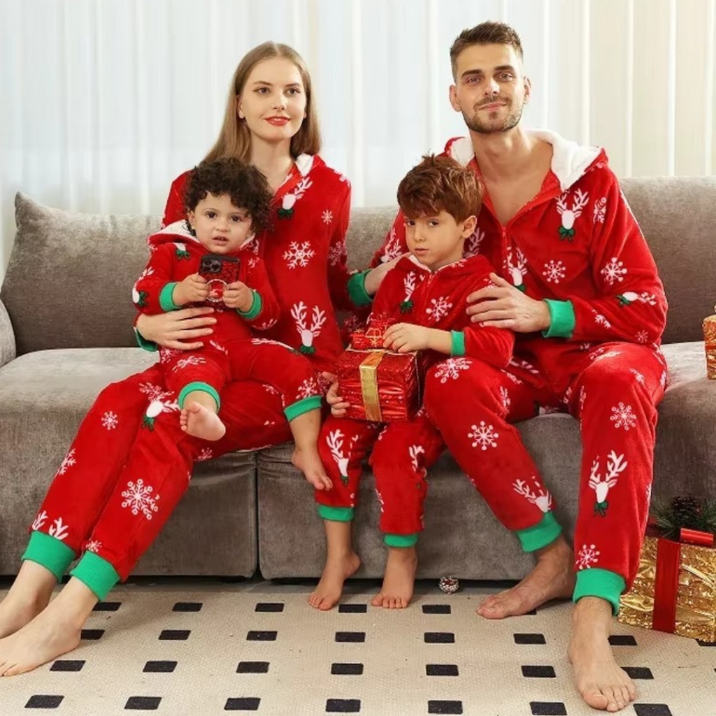Cozy Christmas Family Pyjamas – Red &amp; White Holiday Edition