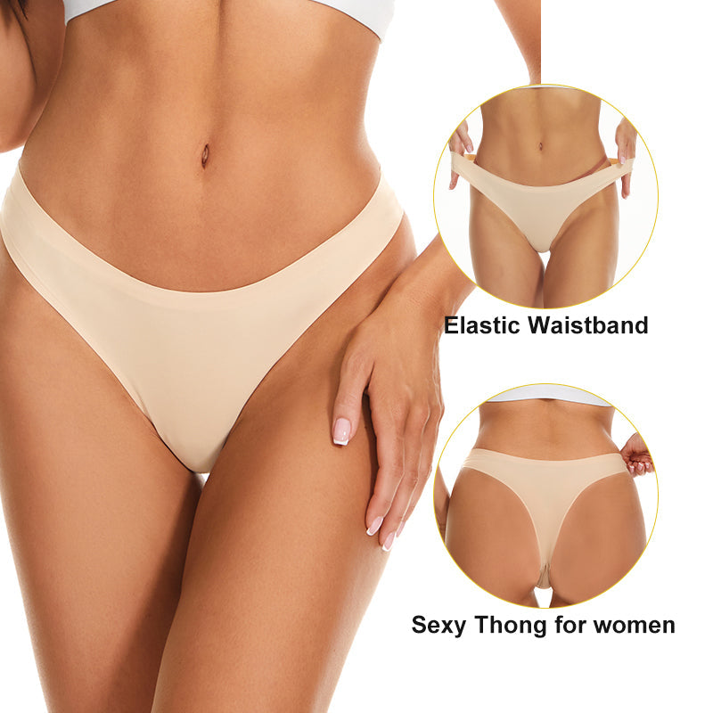 Women's Seamless Solid Color Drop Waist Thong