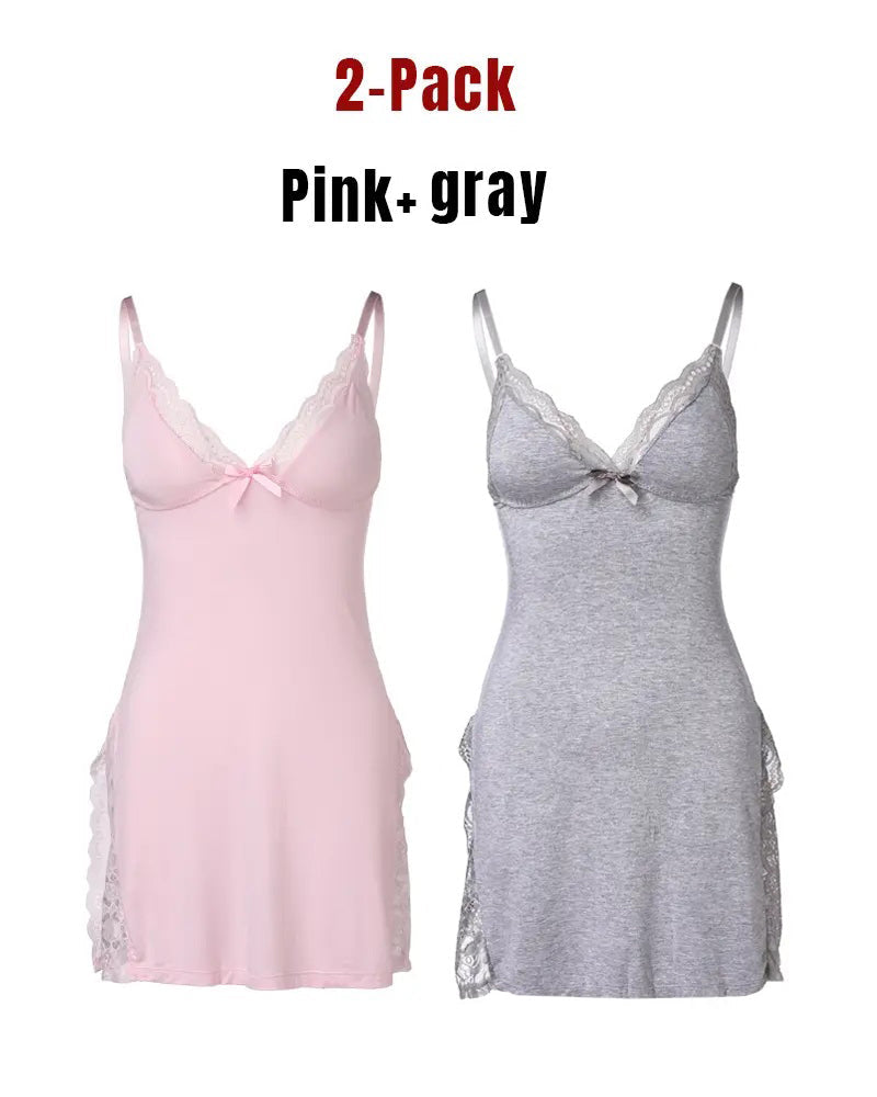 Women's Sexy Lace Modal Slip with Side Slit