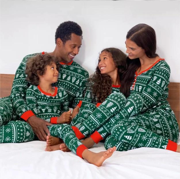 Festive Green Family Christmas Pyjamas