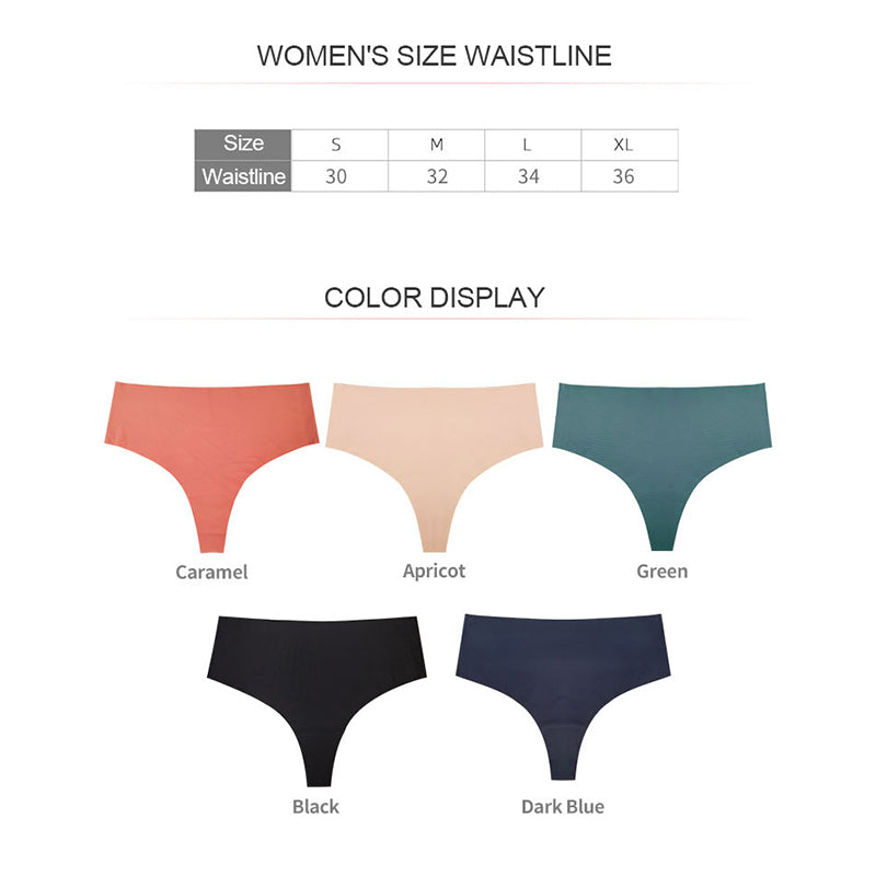 Women's Seamless Solid Color Drop Waist Thong 5-Pack