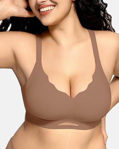 Scalloped Wireless Bras with  Mesh