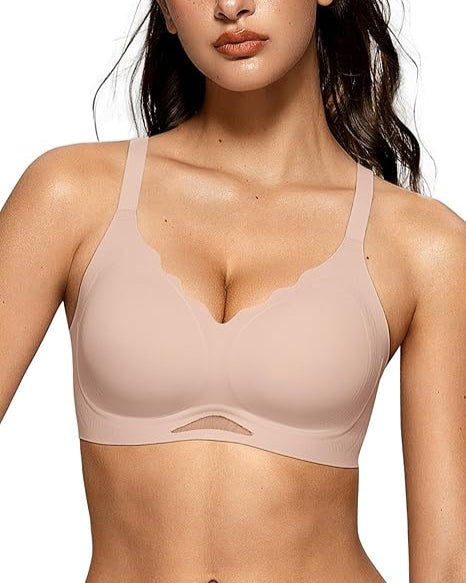 Scalloped Wireless Bras with  Mesh