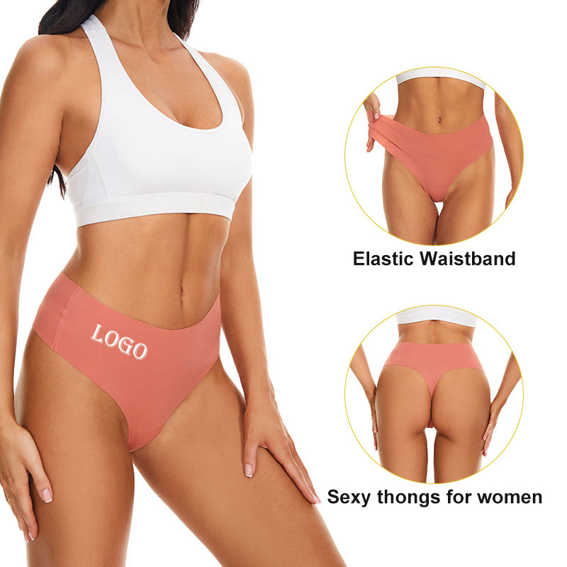 Women's Seamless Solid Color Drop Waist Thong 5-Pack