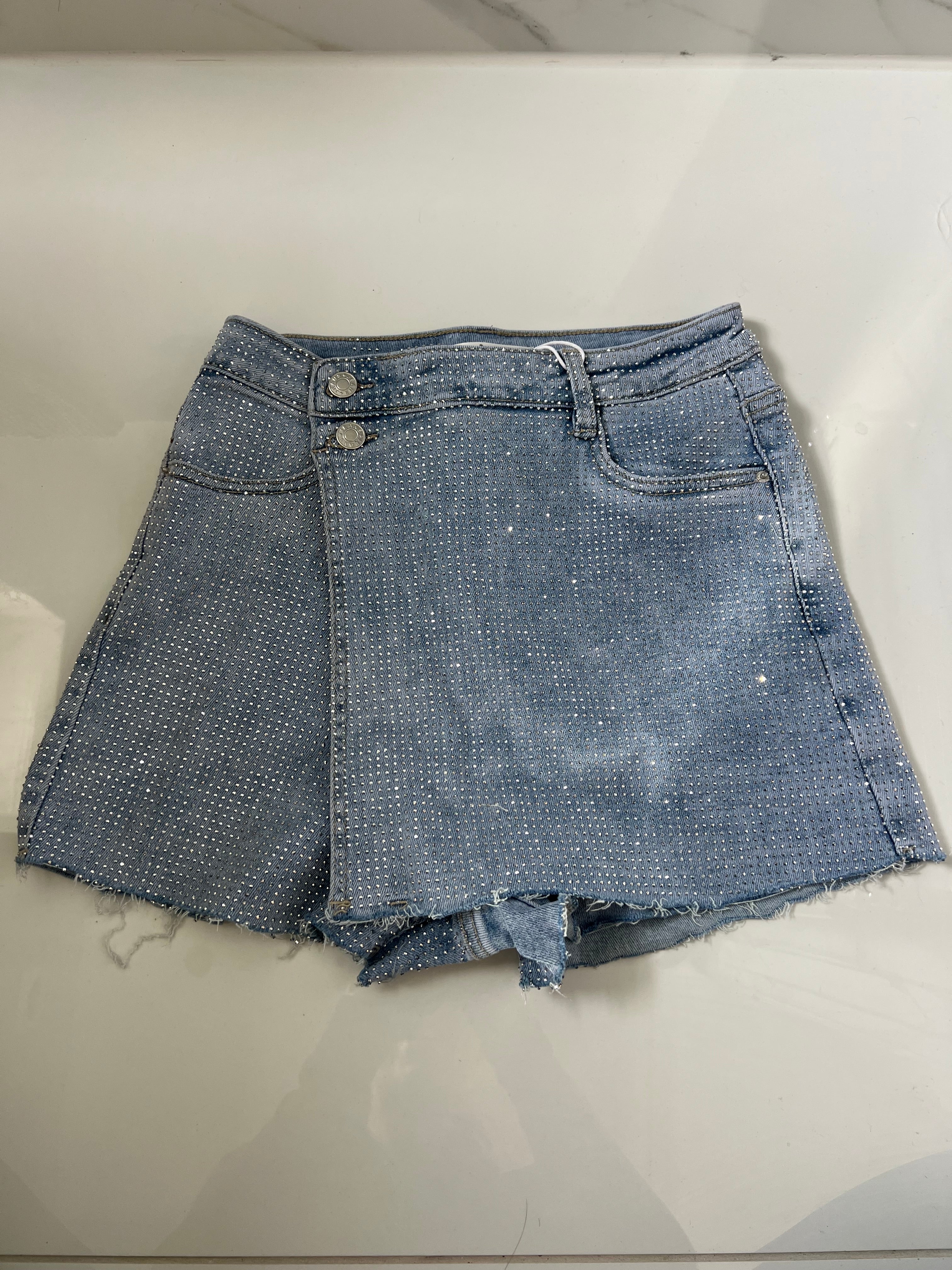 Skort 'Diamanté': Gonna Pantalone con Cristalli in 3 Colori