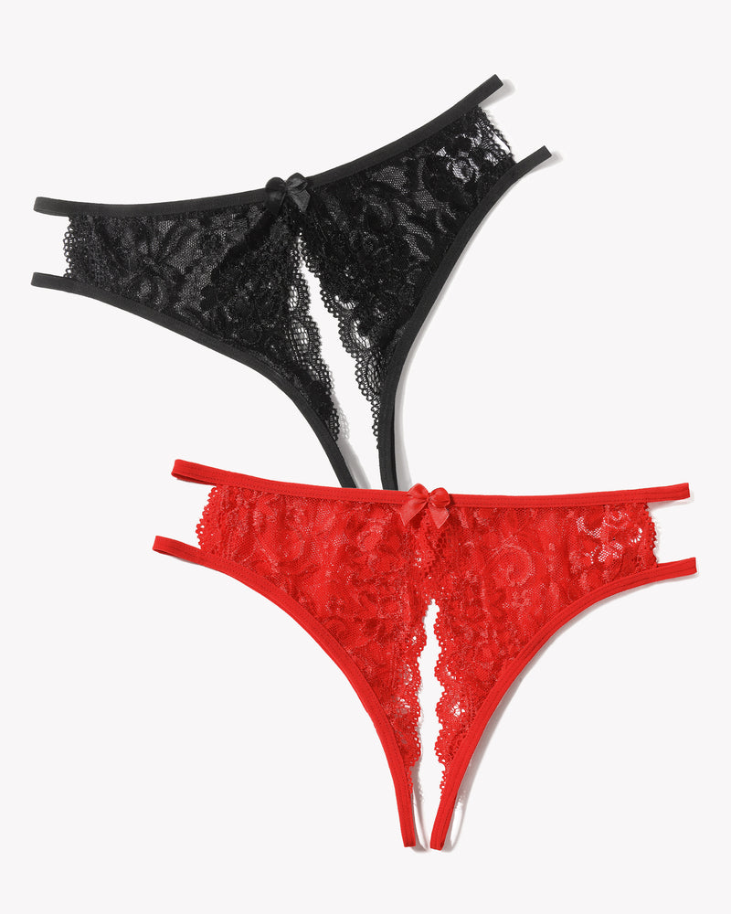 Lace Panties Floral Lace Briefs with Bow