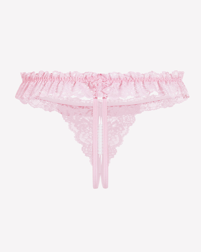 Lace Low Waist Thongs with Pearls Ball