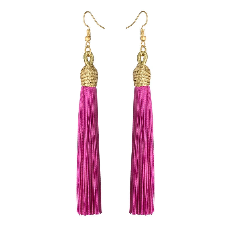 Aura Boho-Chic: Orecchini a Cascata con Frange Silk