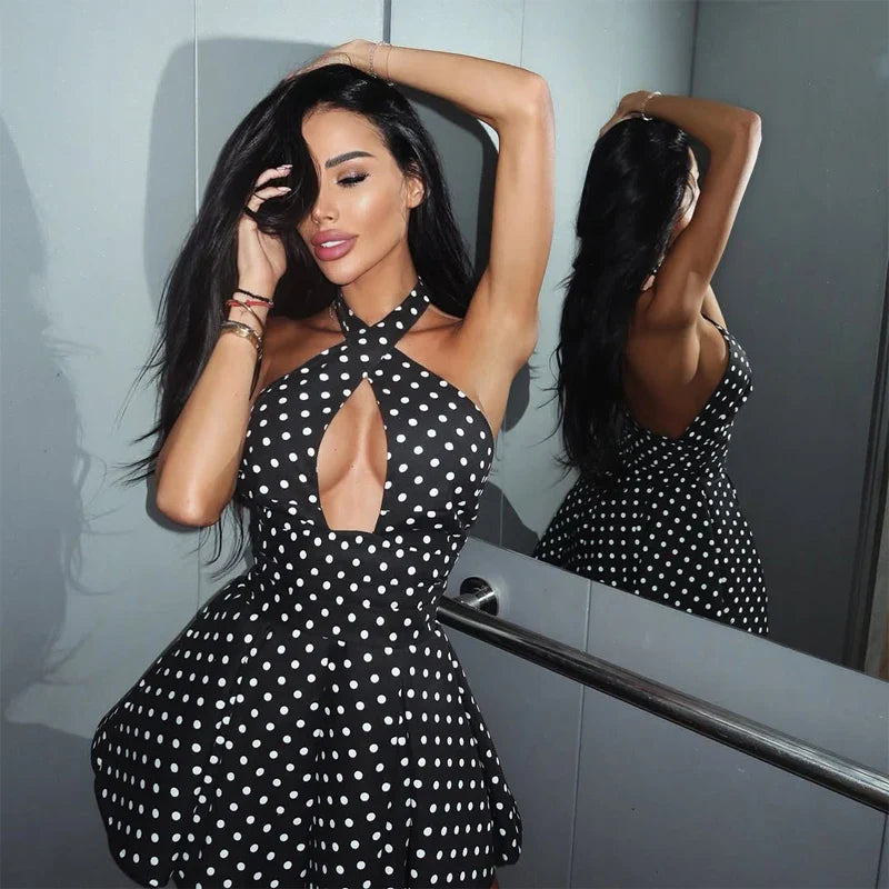 Vestito Mini Pois Elegante