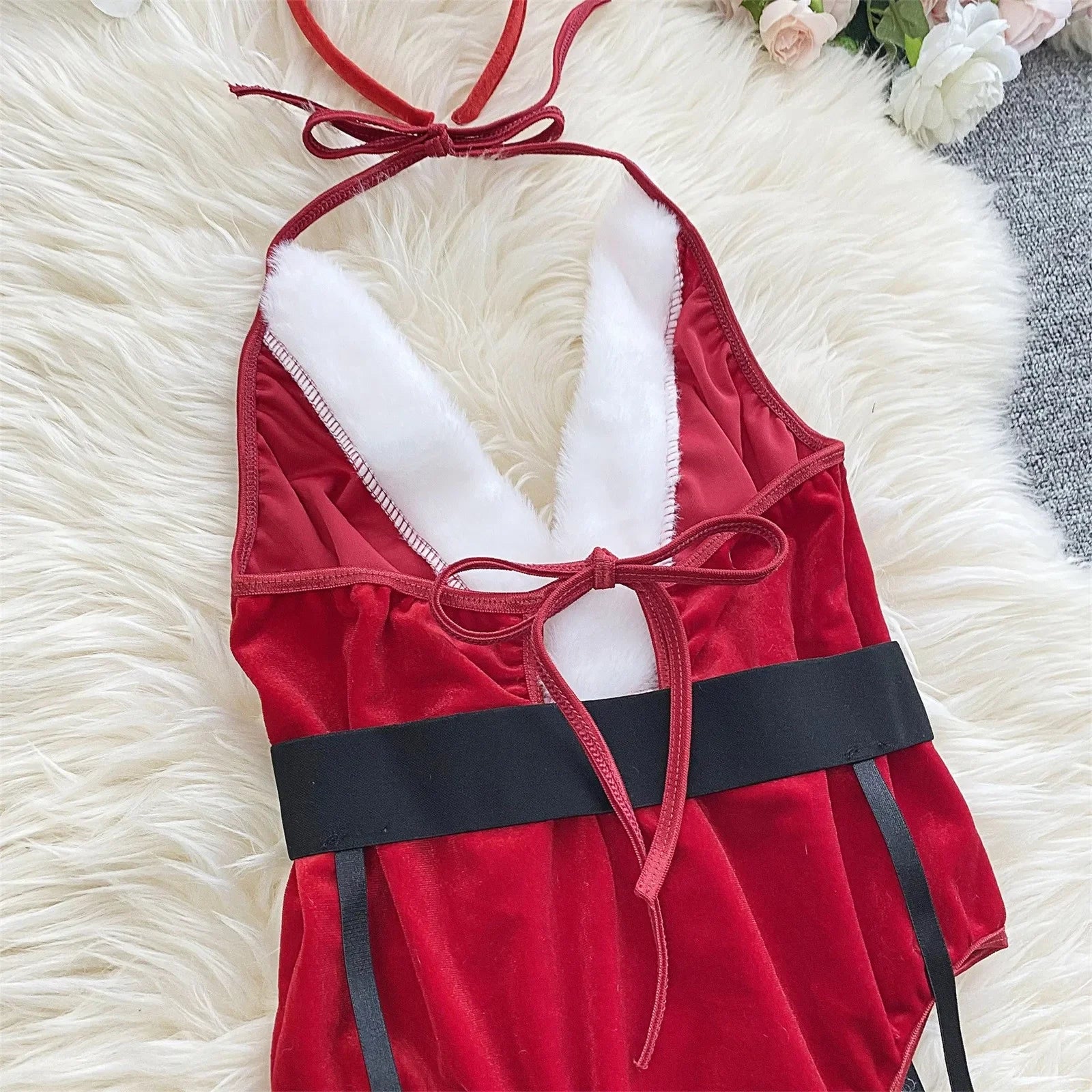 Festive Red Lace Holiday Lingerie