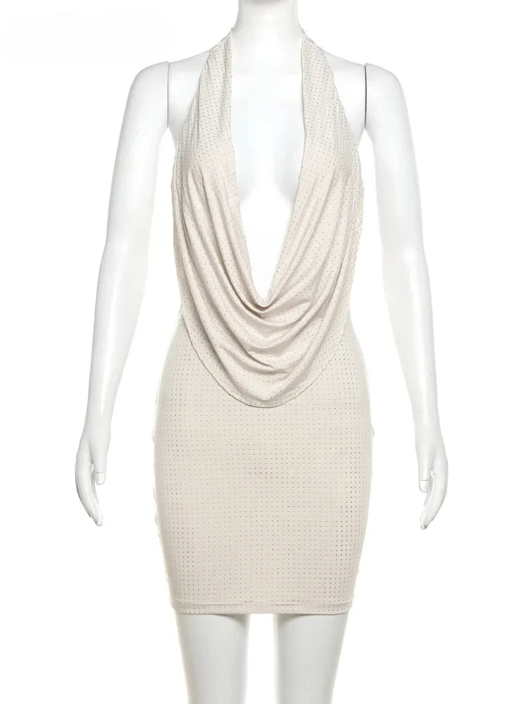 "Sexy Strapless Mini Dress with Deep V-Neck – Women’s Streetwear"