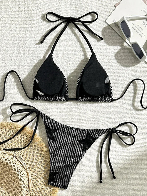 "2-Piece Brazilian Bikini – Shiny with Stars"