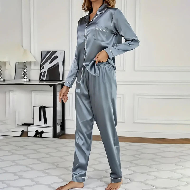 Silk Elegance Pajama Set – Luxurious Comfort for Winter Nights