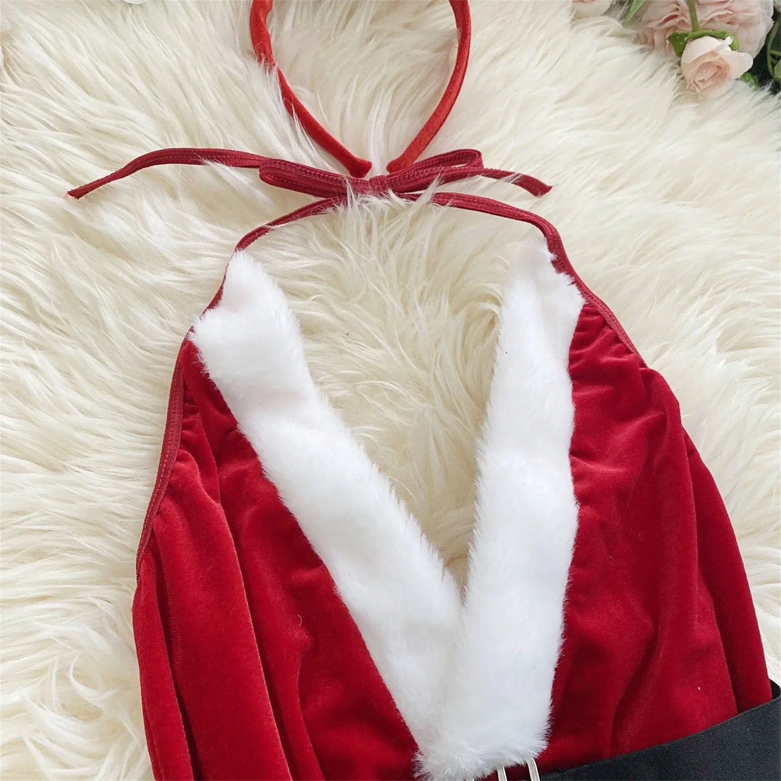 Festive Red Lace Holiday Lingerie