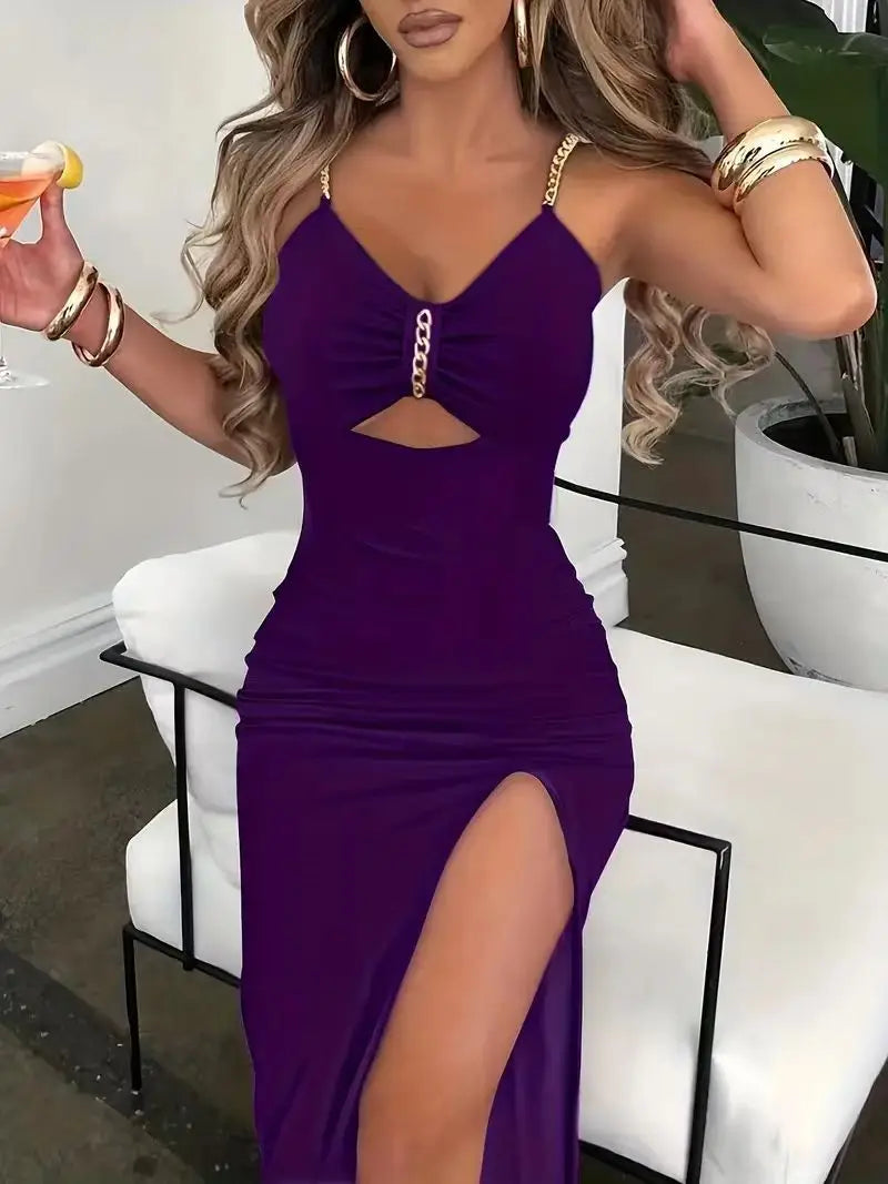 "Sexy Sleeveless V-Neck Side Split Dress"