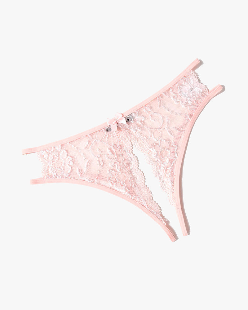 Lace Panties Floral Lace Briefs with Bow