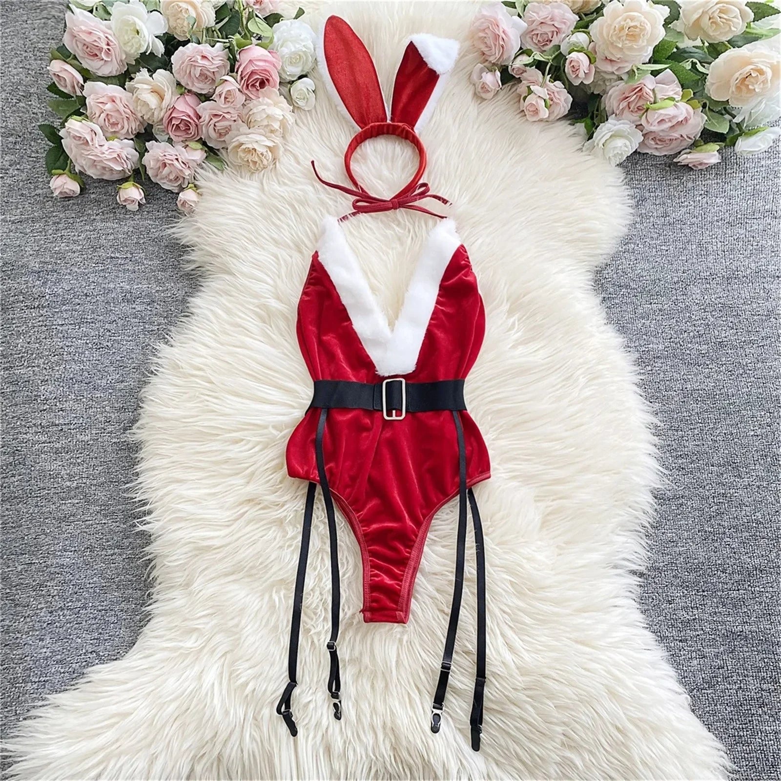Festive Red Lace Holiday Lingerie
