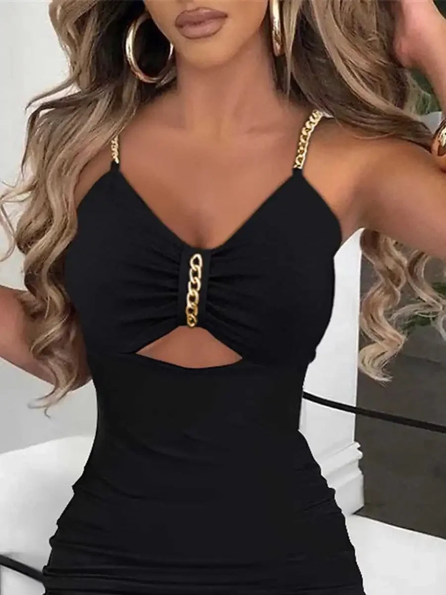 "Sexy Sleeveless V-Neck Side Split Dress"