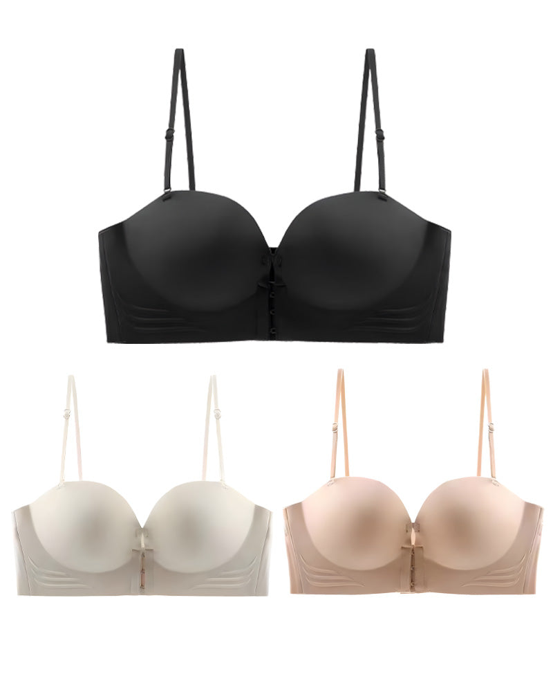 Pack-Women's Non-Slip Front Buckle Removable Shoulder Strap Bra