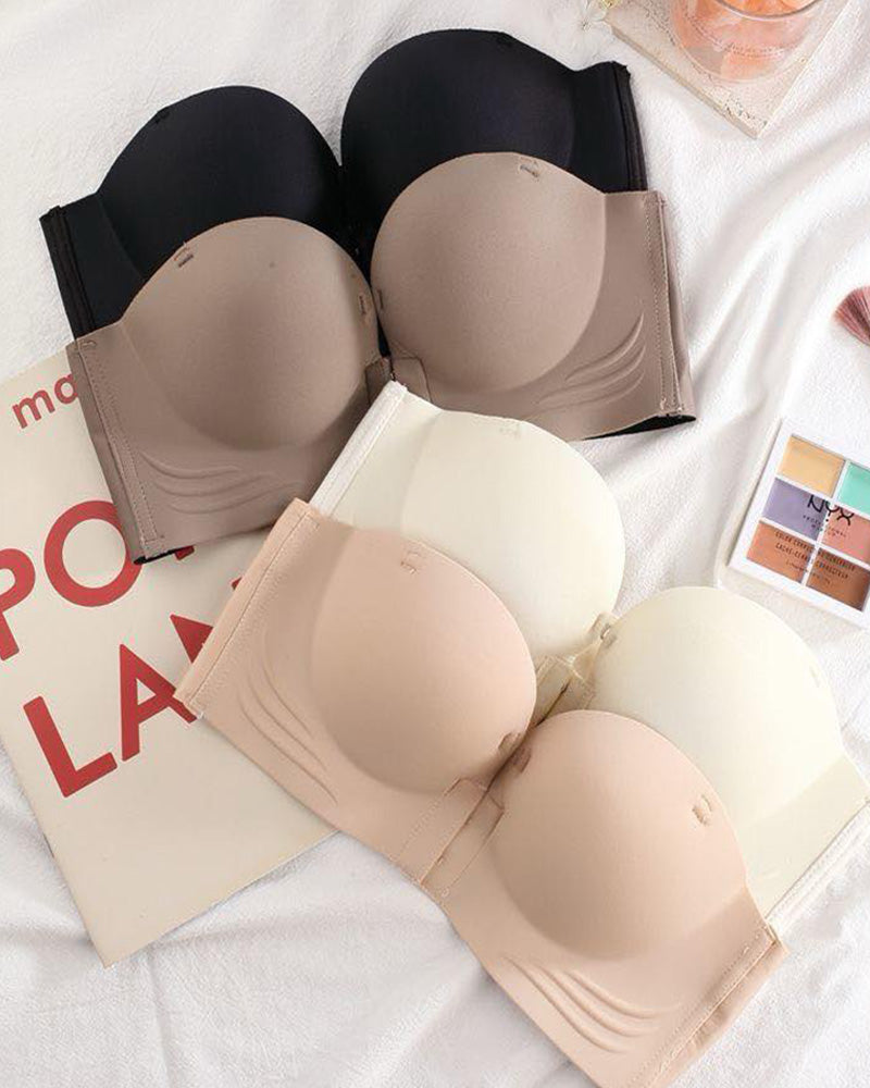 Pack-Women's Non-Slip Front Buckle Removable Shoulder Strap Bra