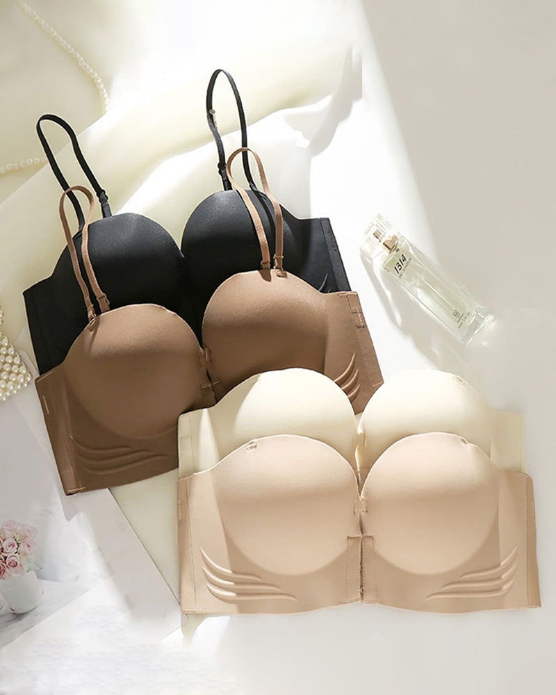 Pack-Women's Non-Slip Front Buckle Removable Shoulder Strap Bra